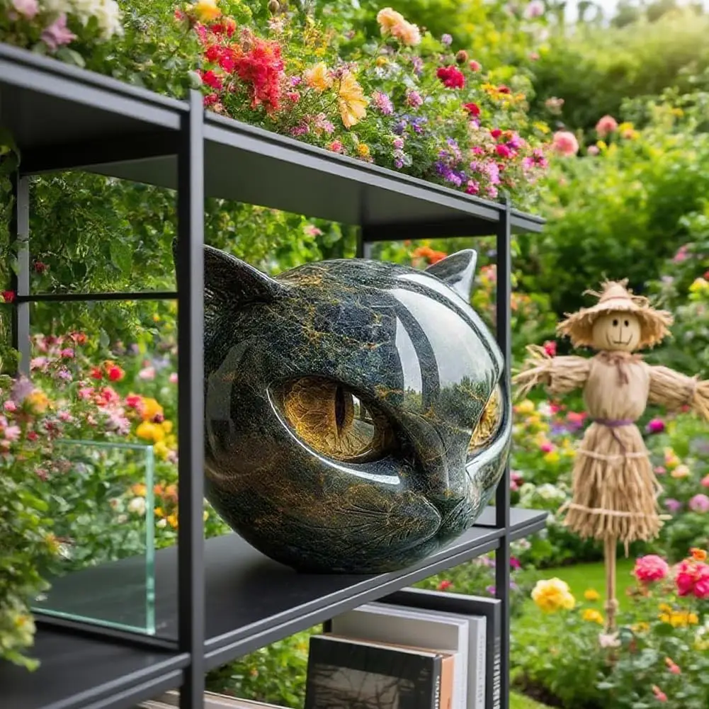 งานประติมากรรมเรซิ่นรูปแมวดำสุดหรู ของตกแต่งบ้านสุดสง่างาม รูปปั้นแกะสลัก ของขวัญ ของตกแต่ง ของประดับตกแต่ง ของตกแต่งฮาโลวีน