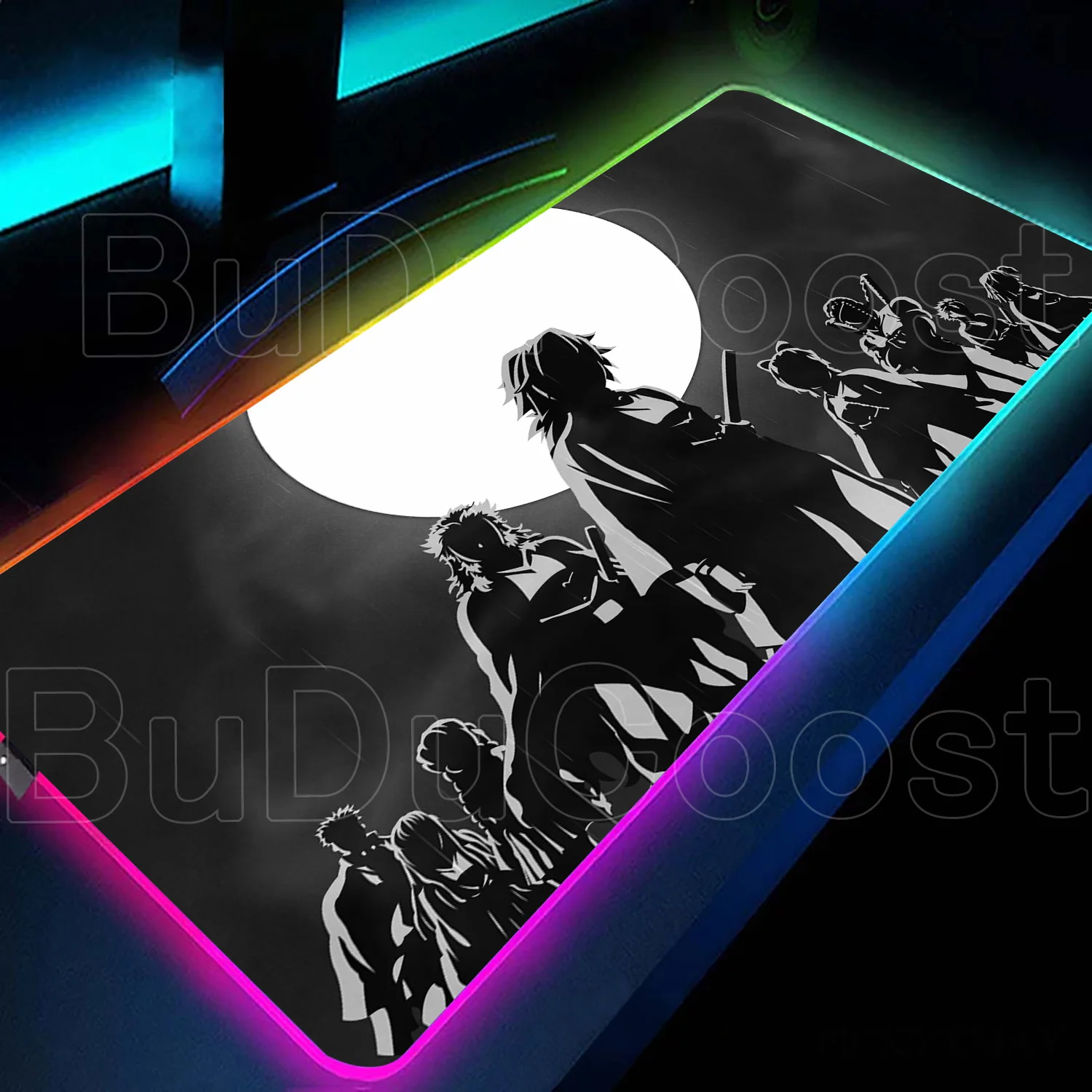 

Cool XXL Anime Demon Slayer RGB Mouse Pad Gamer Office Mouse Mat Laptop Large Gamer Mousepad Desk Mat Lock Edge Rubber Table Pad
