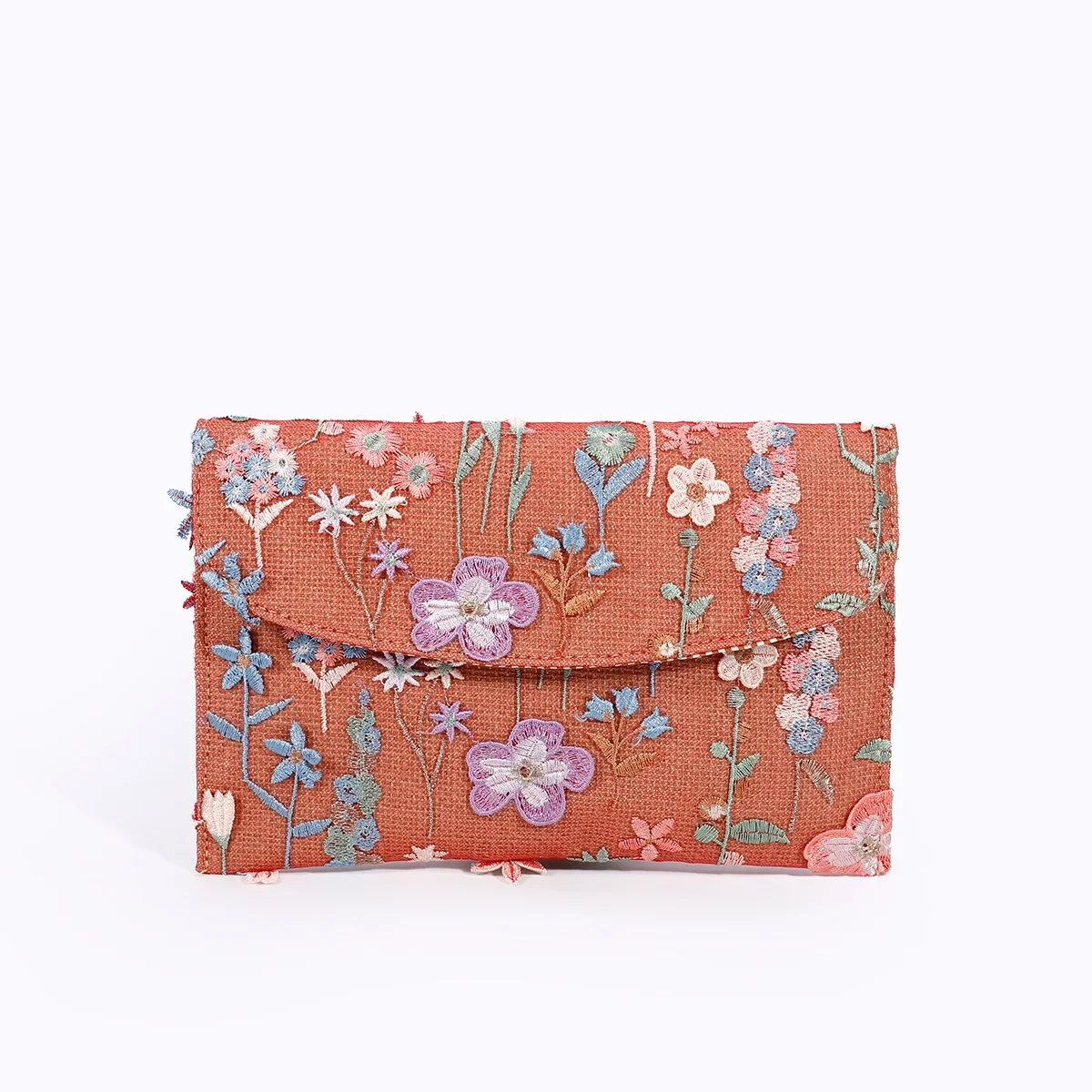 

Ladies' Cotton and Linen Envelope Bag Sequin Embroidery & Floral Pattern Dual-Use as Evening Party Handbag & Daily Casual Wallet