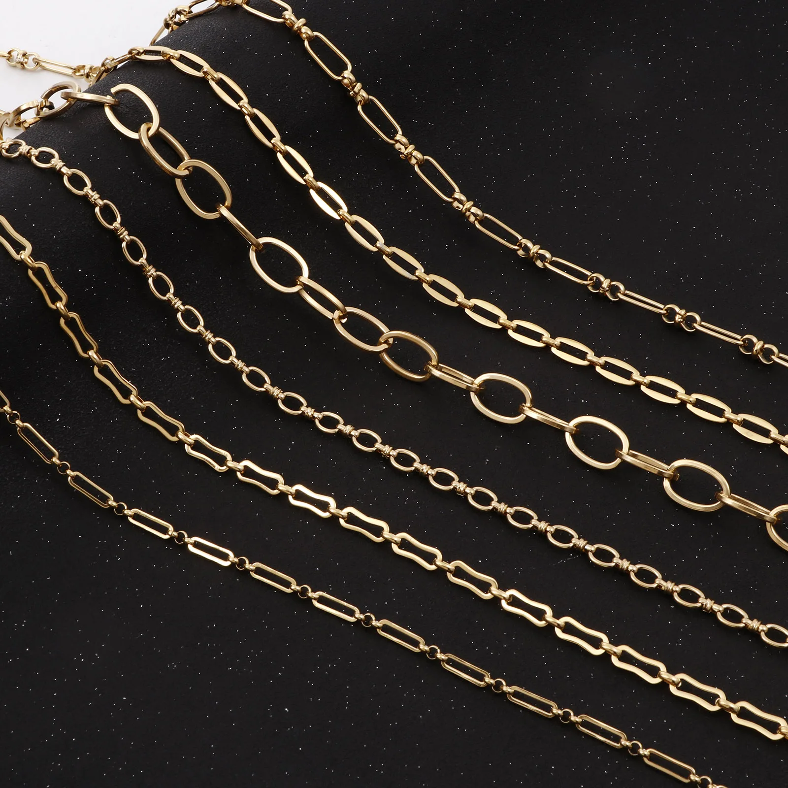 

Eco-friendly Vacuum Plating 304 Stainless Steel Link Chain Gold Color Chains For DIY Necklace Jewelry Gifts,1PC(Approx 5 M/Roll)