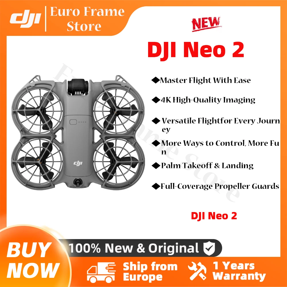 Drone DJI Neo2 avec caméra volante, vidéo stabilisée 4K, 151g, léger et Portable, couverture complète, protection d'hélice neuf 2 C0, livraison ue