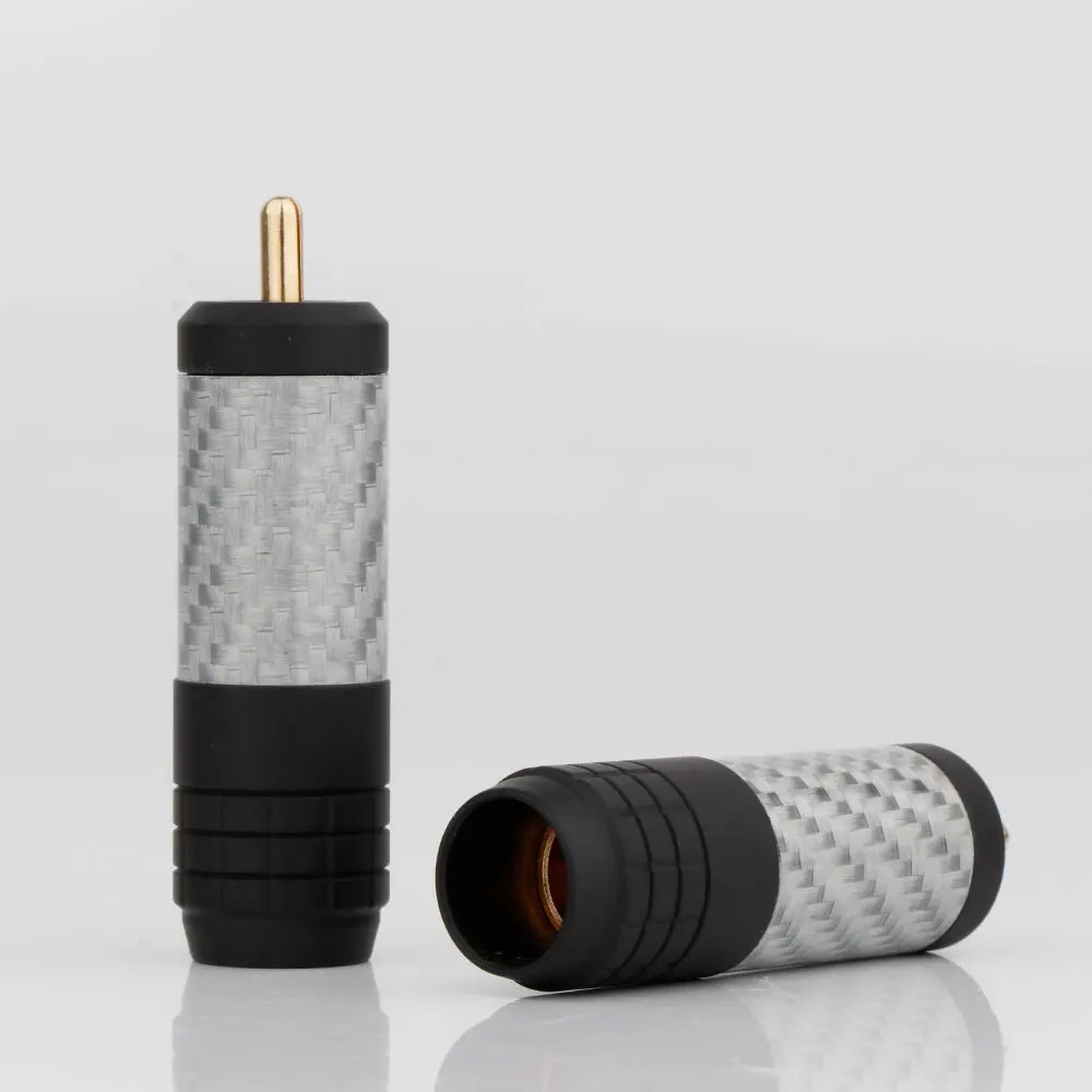 

Preffair Carbon Fibre Gold Plated RCA Connector Hifi Audio Jack 11.6mm DIY RCA Male Plugs Signal Wire DIY Audio Connector