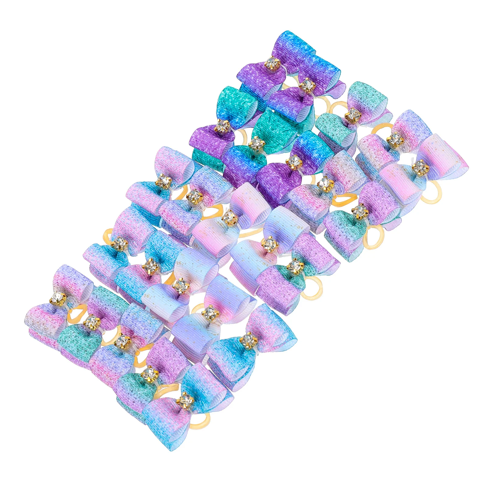 

25Pcs Pet Bowknot Hair Bands Elastic Dog Cat Hair Ties Decorative Rubber Band Bows for Competitions Parties Outdoor Walks Photo