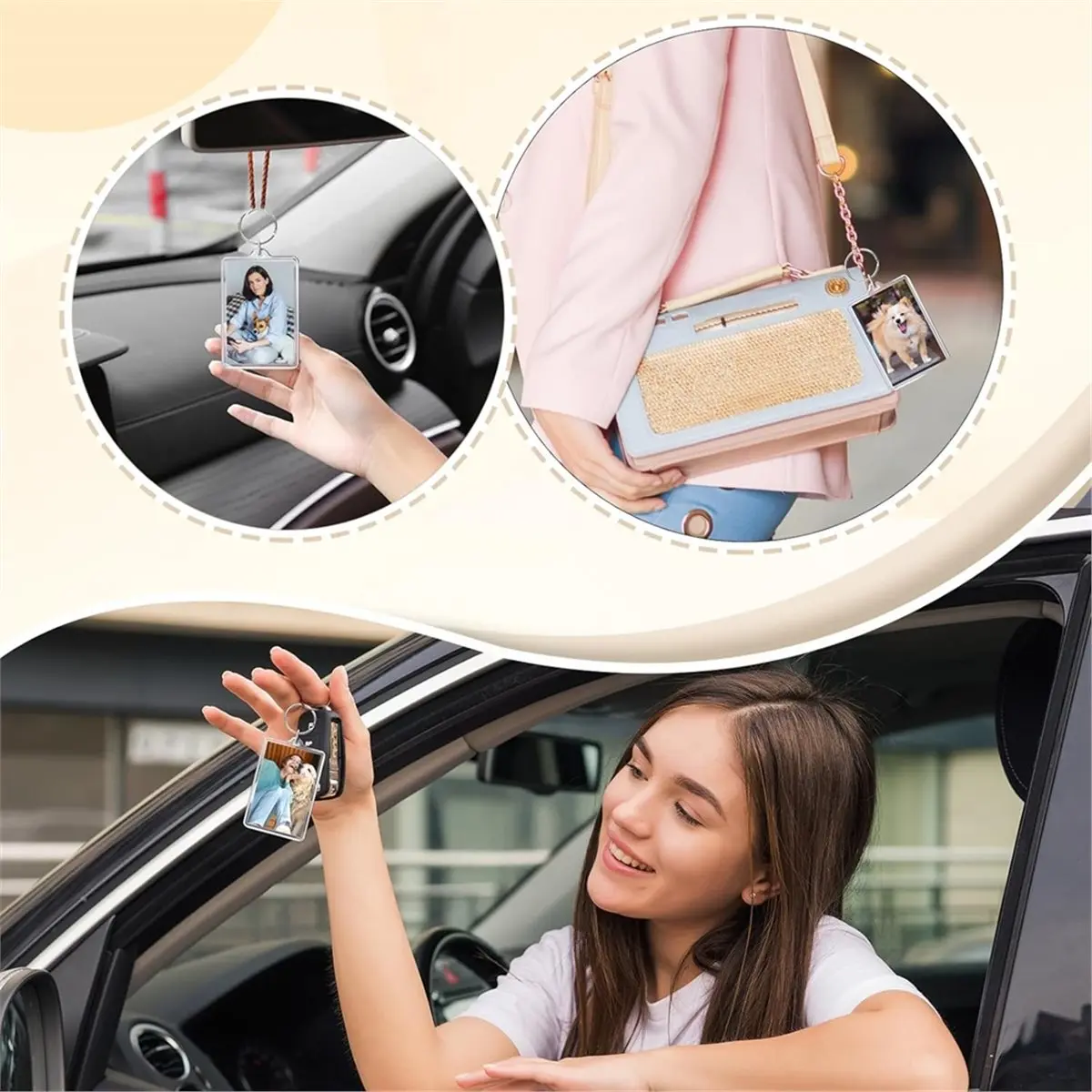 

50 Pcs Acrylic Photo Keychain Bulk, Clear Photo Keyrings for Photo Paper 2x3 Inch, DIY Custom Keyring Frames for Gifts