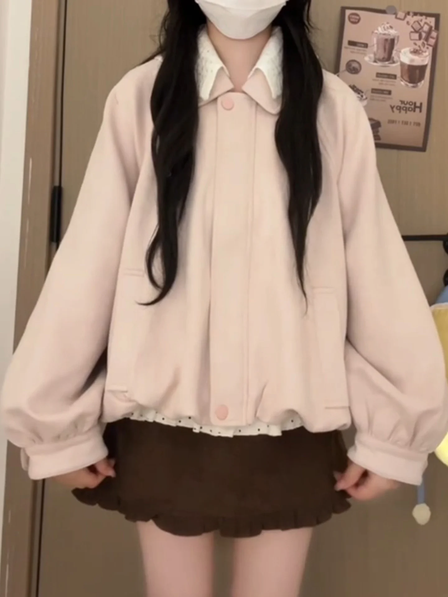 Giacca in Camoscio Rosa con Motivi Floreali Princ Sle, Design Unico per Donna, Cappotto Lungo e Ampio per Primavera e Autunno