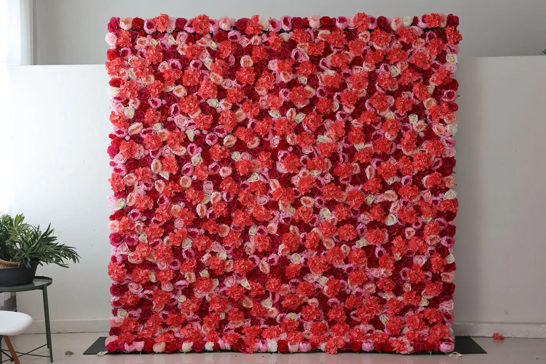 

3D Burgundy red Series Rose Hydrangea Roll Up Cloth Flower Wall Wedding Backdrop Window Display Flower Runner Event Party Prop