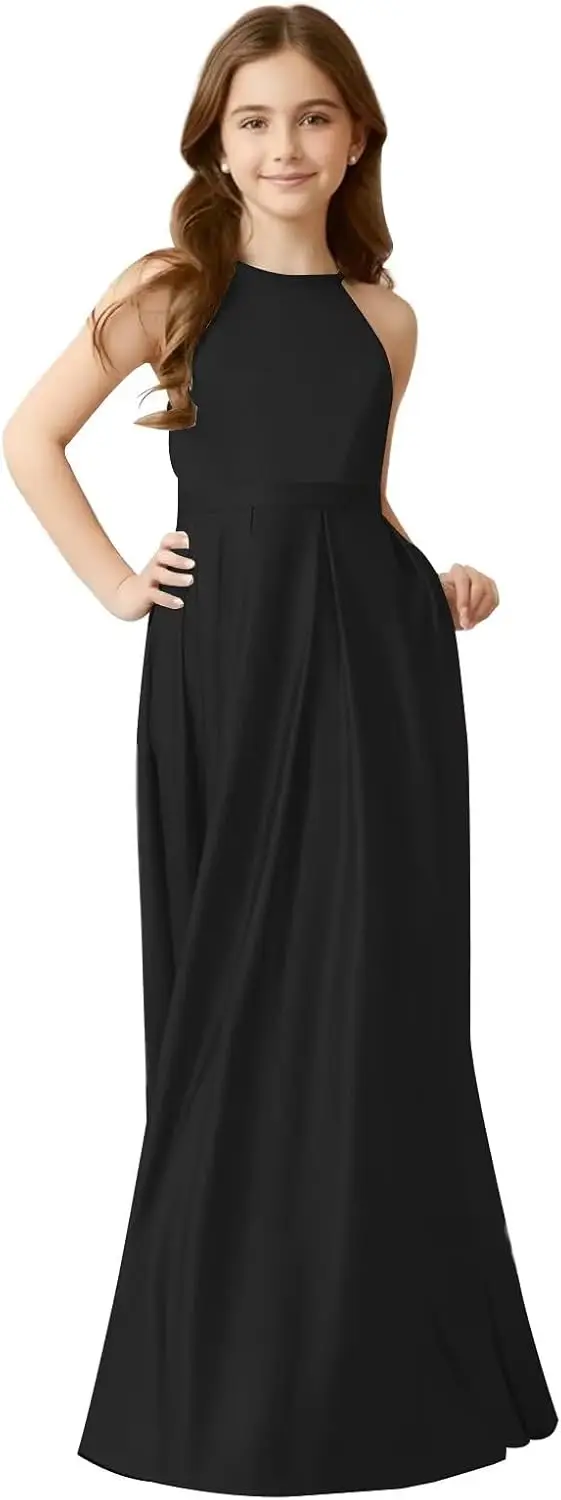 ชุดเดรสเด็กทรงเอไลน์สำหรับเพื่อนเจ้าสาว พร้อมหมวกประดับดอกไม้ ชุดเดรสเด็กผู้หญิงผ้าไหม สายคล้องไหล่ปรับได้ ชุดเดรสสำหรับพิธีศีลมหาสนิท