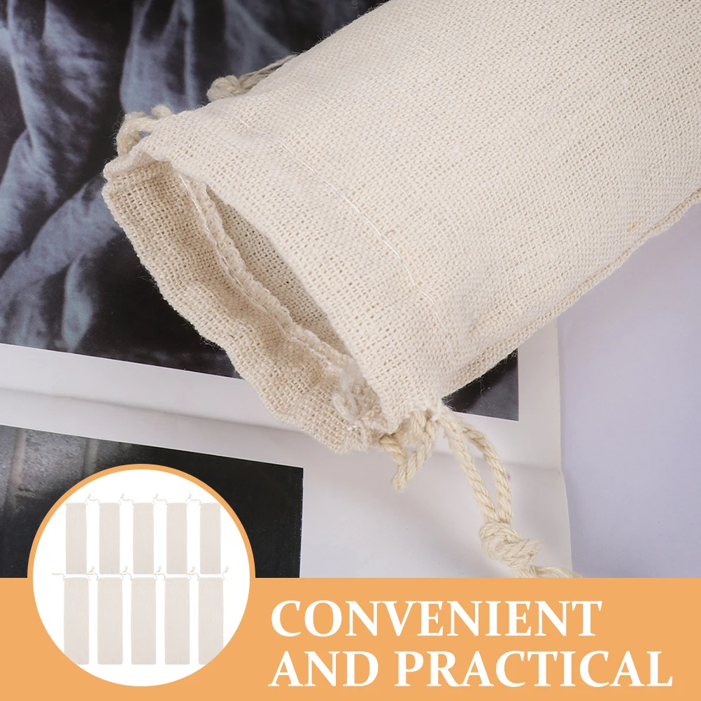 

10pcs Cutlery Storage Bags Reusable Cotton Linen Drawstring Pouches for Straw Knife Fork Travel Picnic Camping Silverware