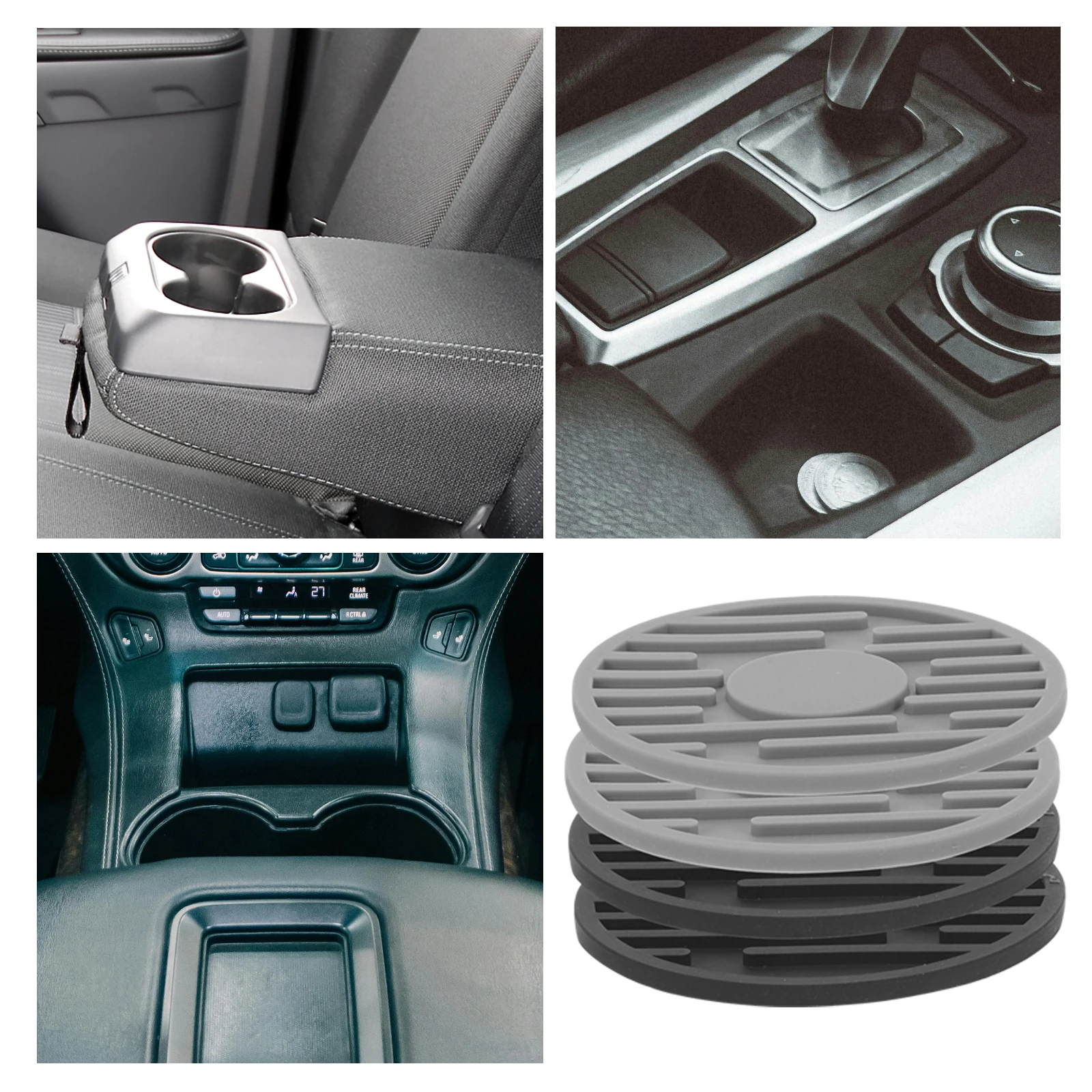 

4 Pcs Non-slip Mat Round Coasters Unique for Car Accessories Cup Cute Holder Holders