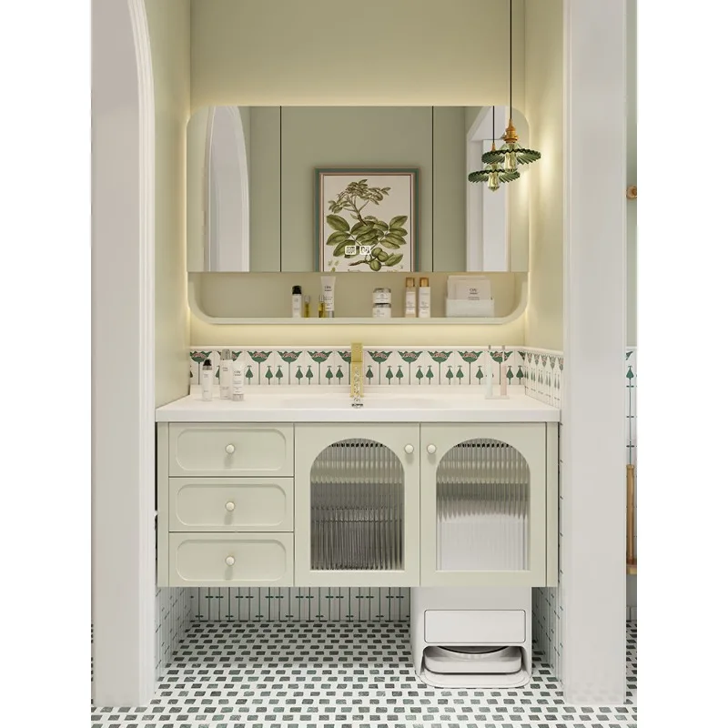 

Sweeping robot base station bathroom cabinet combination, ceramic integrated basin washbasin sink