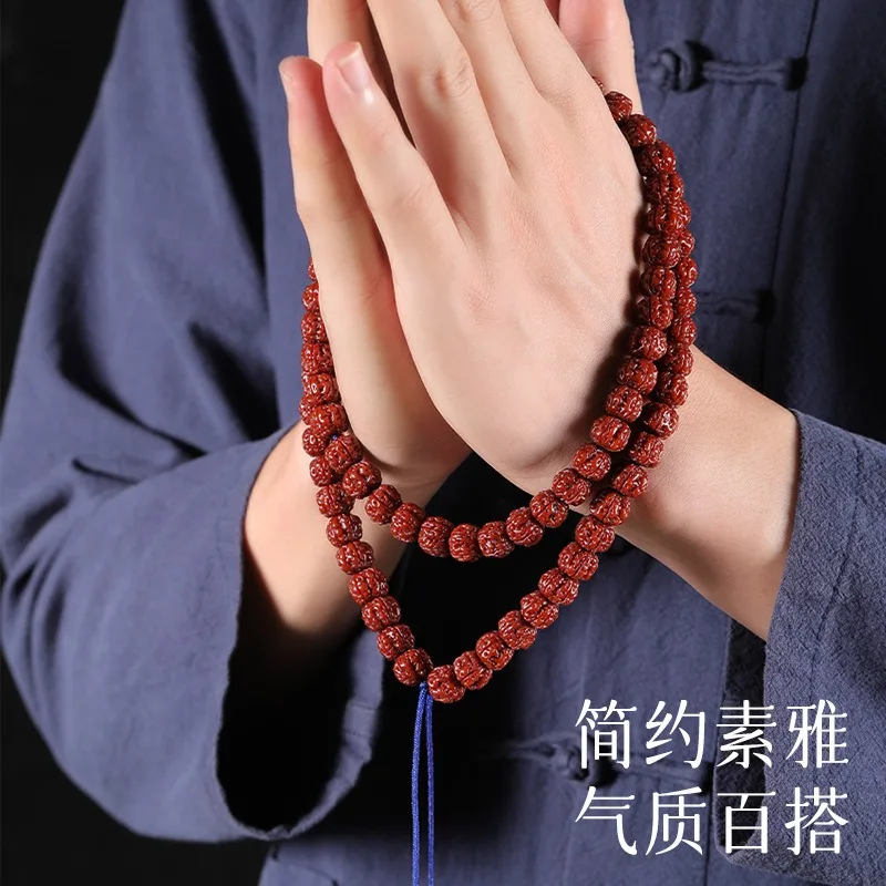 108 Beads Tibetan Style Machine Brushed Small Rudraksha Bracelet Full Meat Bodhi Prayer Wristband for Meditation Gifts