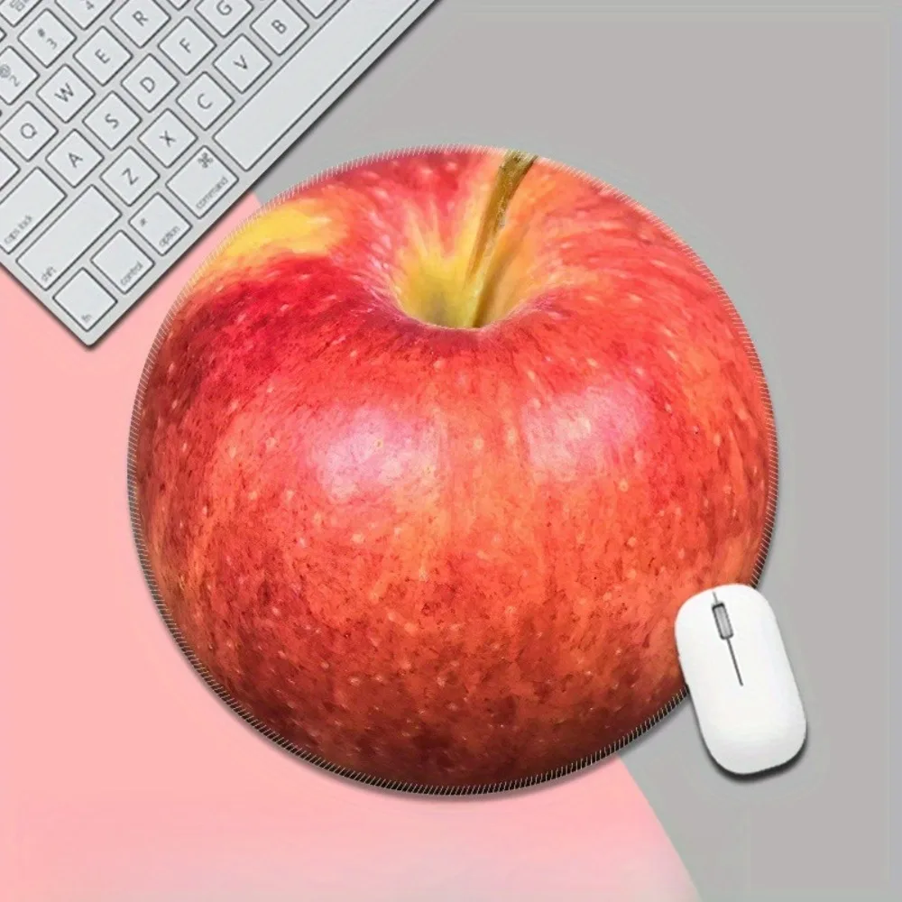 

Круглый коврик для мыши на фруктовой тематике из противоскользящей резины, в форме яблок, помидоров и арбуза, подходит для офиса.