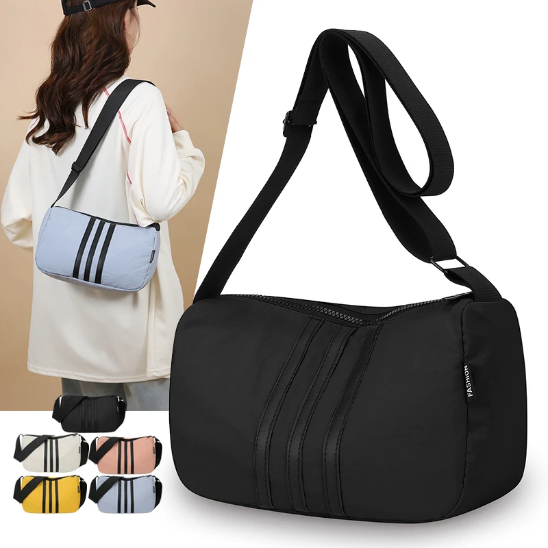 

Женская сумка через плечо, большая вместительная нейлоновая сумка в полоску, повседневная спортивная сумка на одно плечо, дорожная сумка из оксфорда, сумка для спортзала, уличная сумка для путешествий