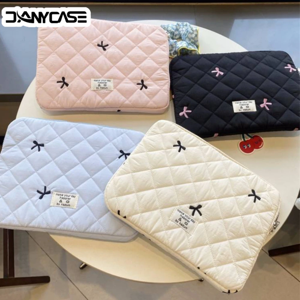 New Bowknot Fluffy Laptop Bag 11/13/15In Shockproof Tablet Sleeve Case Printing Computer Cover Bag for iPad Tablet Protection