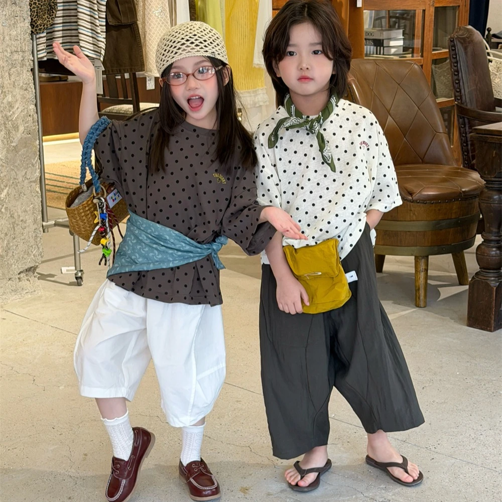 Calças Infantis Masculinas 2026 Primavera Verão Nova Coleção Roupa Infantil Coreana Moda Bebê Menino Solta Casual Estilo Lanterna Calça Capri