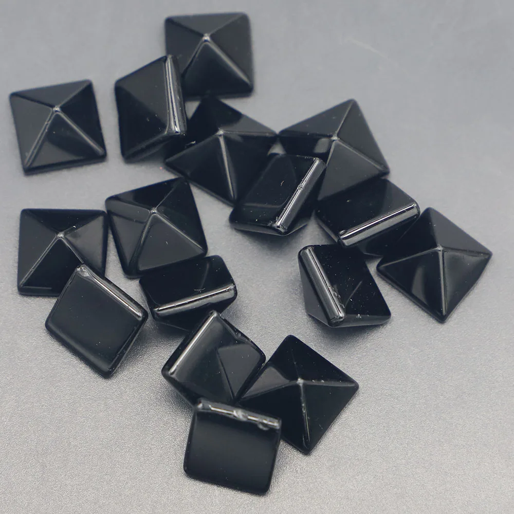 

14x10mm Natural Stone Pyramid Shape CAB Cabochon Obsidian Beads for Jewelry&Clothes Accessories Wholesale 30Pcs Free Shipping