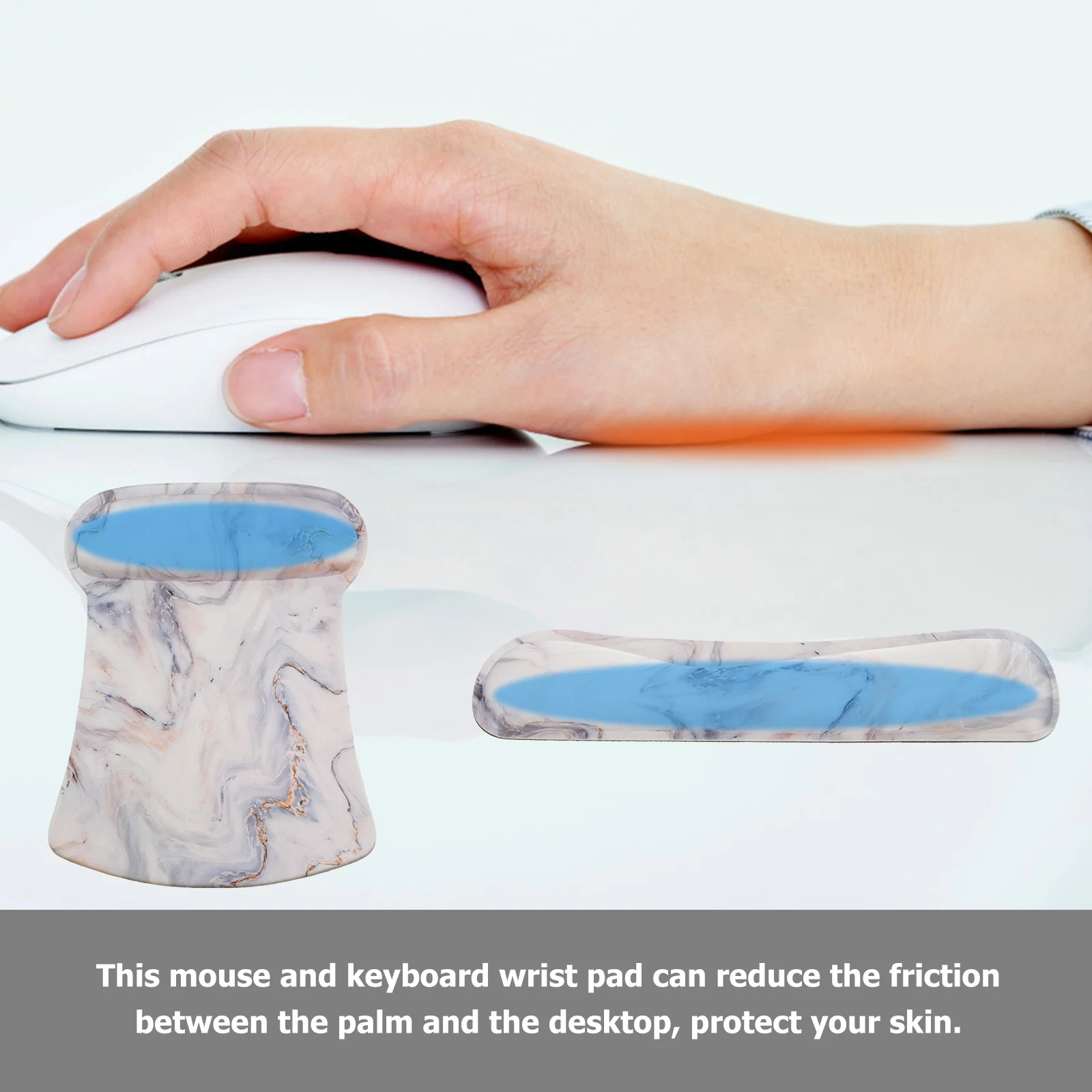 2Pcs Keyboard Wrist Rest Support Pads Ergonomic Soft Mouse Wrist Support Cushion Non Slip Mouse Pad Set for Long Computer Use