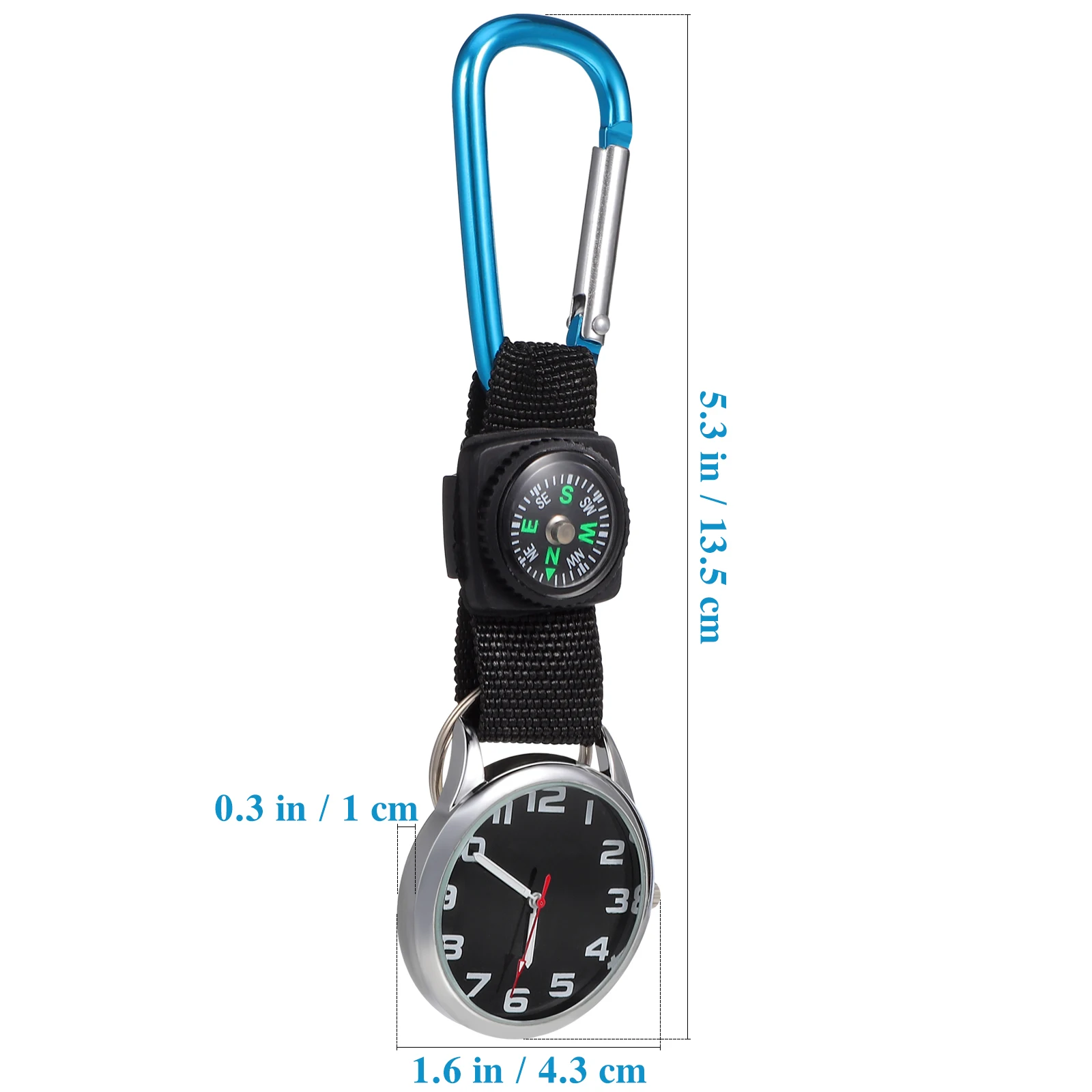

Mountaineering Watch Compass Nurse Minimalist Dual-Use Clip-On Blue Travel Hiking Outdoor Sports Medical Hospital Gift Friends