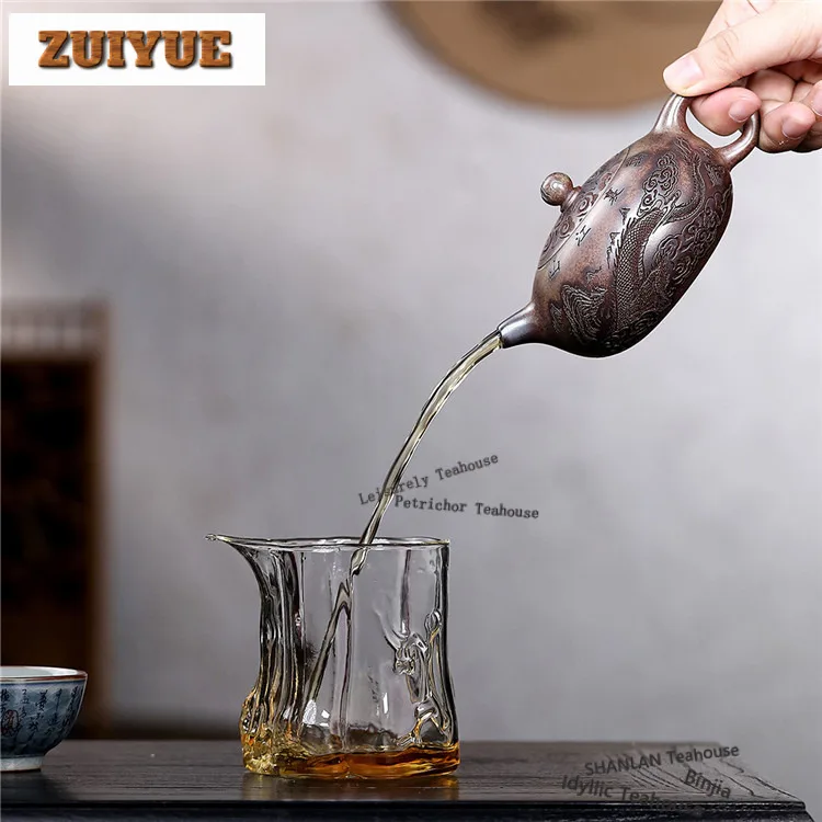 200ml Aesthetic Yixing Purple Clay Teapots Master Handmade Dragon Xishi Pot Raw Ore Agilawood Section Mud Kettle Zisha Tea Set