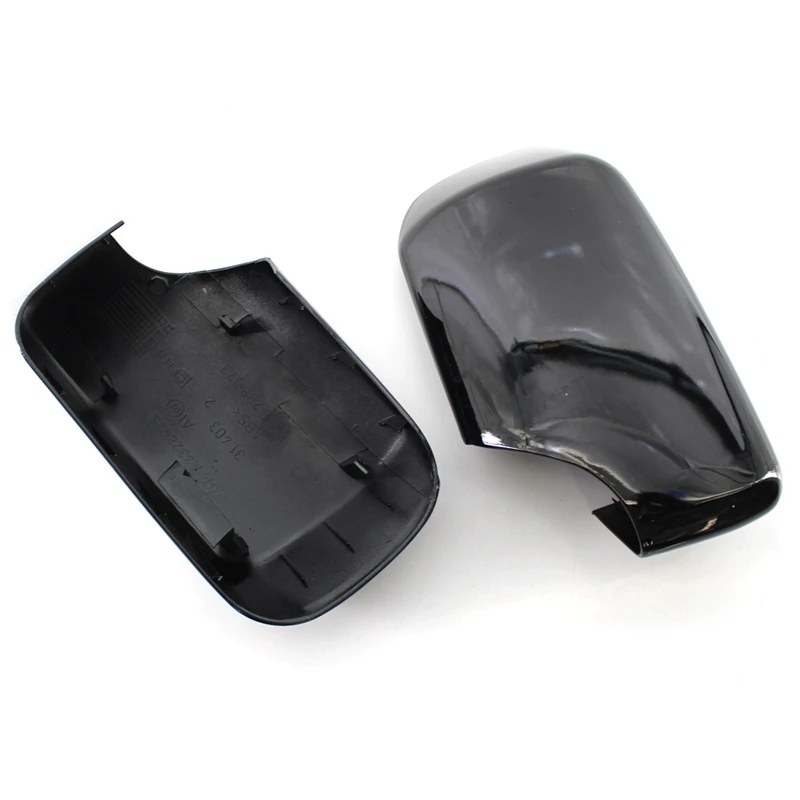 Pair Rear View Mirror Covers Side Mirror Caps For-BMW E46/E39 3/5 Series 1998-2005 Gloss Black 51168238375 51168238376