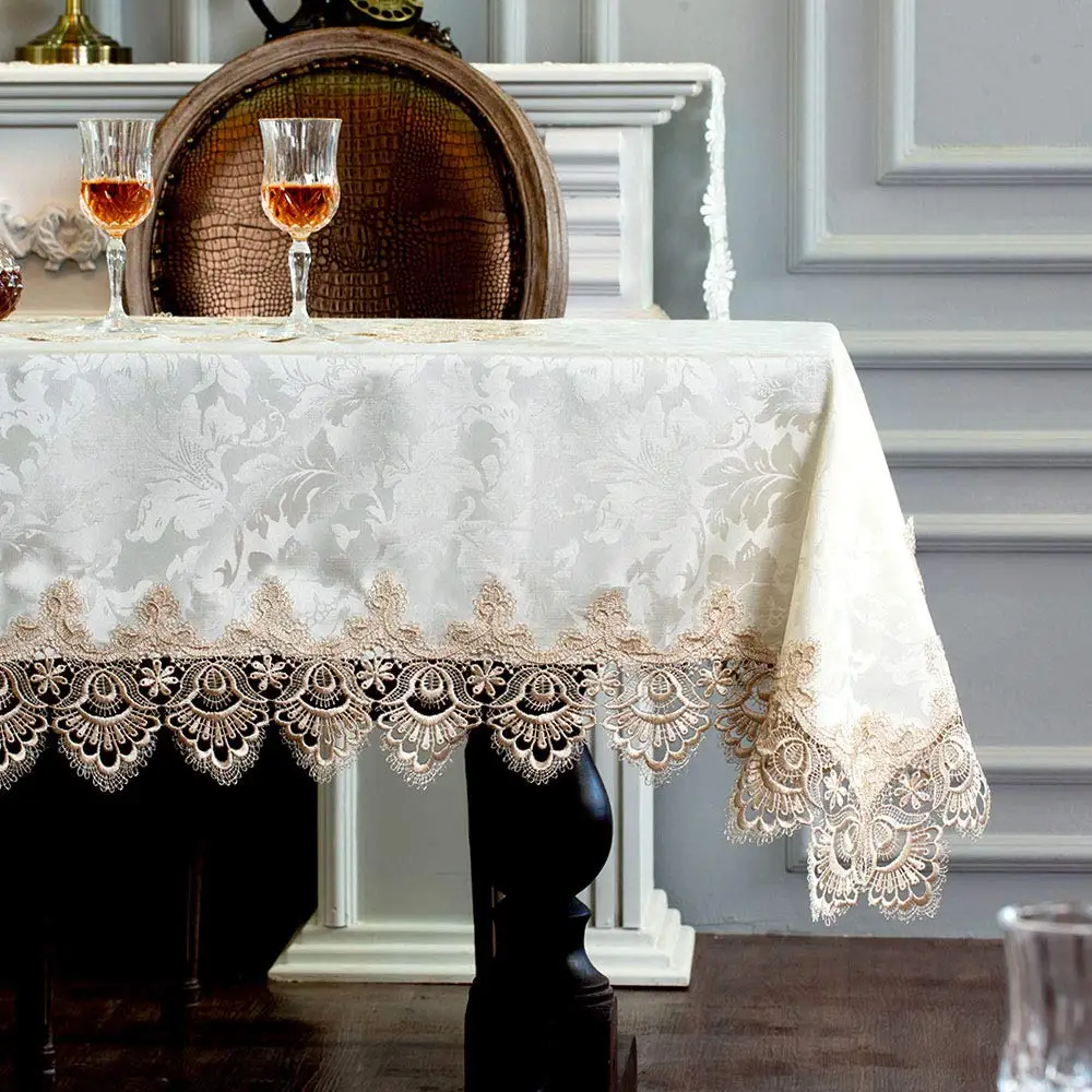 

Lace Table Cloth Rectangle Spring Antique Flower Decor Macrame Tablecloth for Outdoor Farmhouse Rustic Kitchen Party Birthday