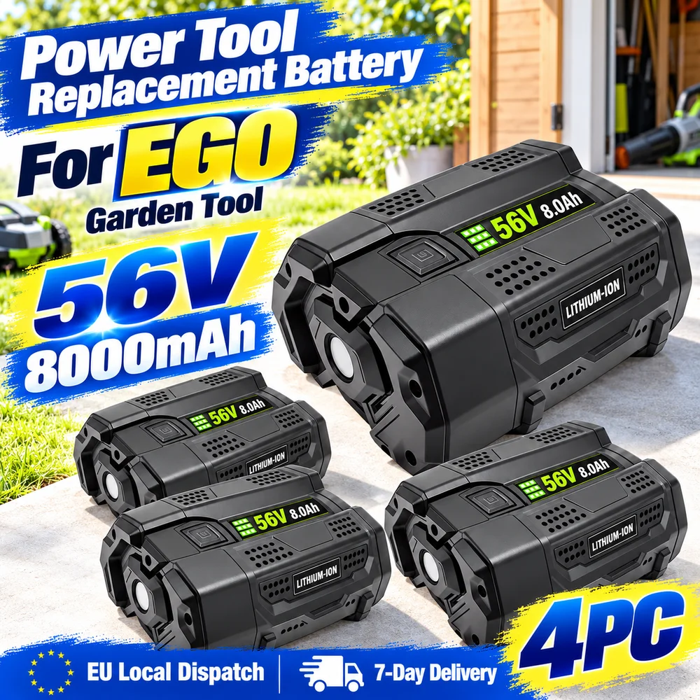 Image of Für EGO 56V BA2800-Style Lithium-Ionen-Ersatzakku, 8000mAh Kapazität, 1PC/2PC/3PC/4PC Optionen, Ladegerät-Auswahl und Überprüfungen der Outdoor-Werkzeugplattform