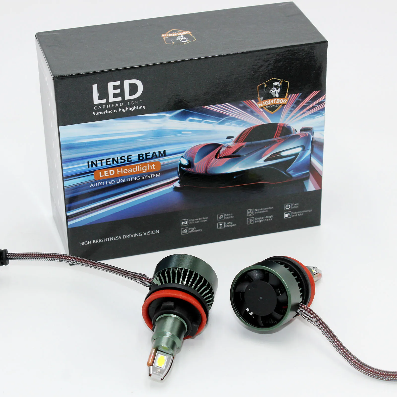 

2x H11 120W 12000LM LED Headlight Bulbs Conversion Kit High Beam White Super Bright 6000K
