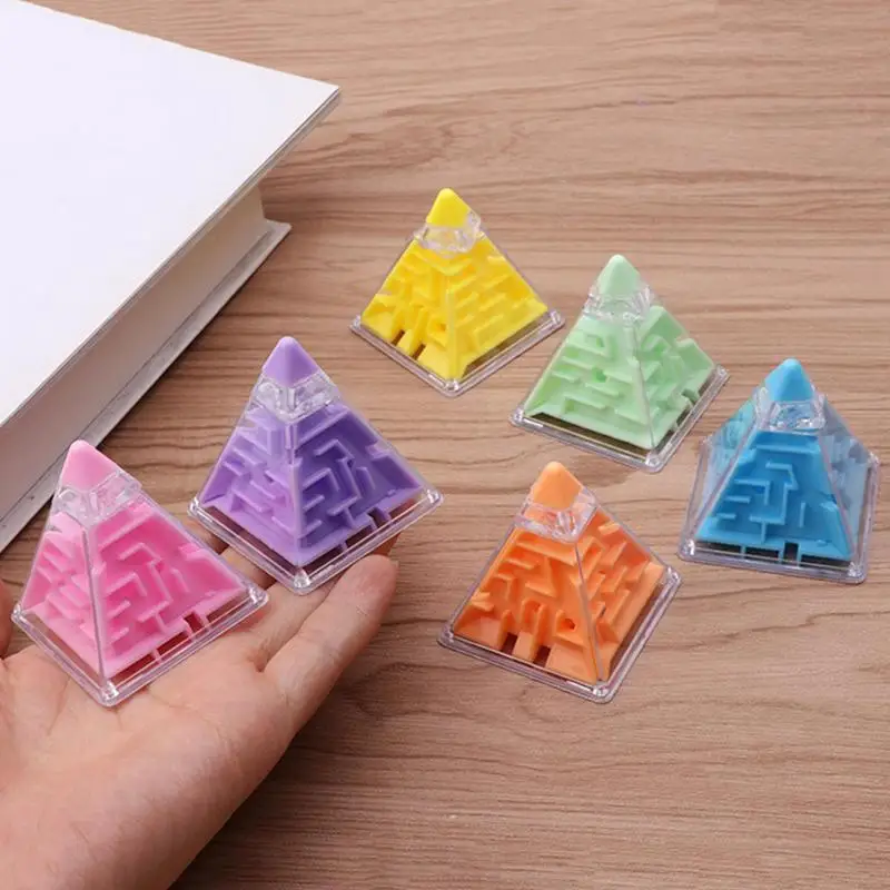 Kid 3D Maze Pyramid Magic Cube Puzzle Rolling Ball Labyrinth Game Educational Toys for Children