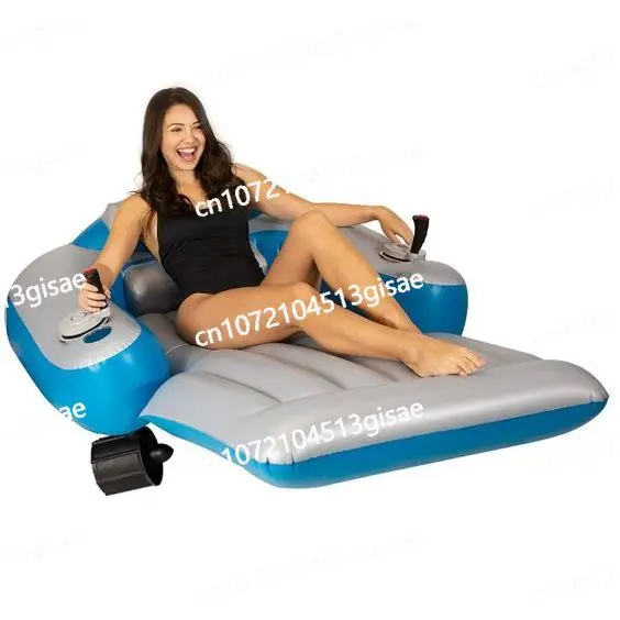 Luxury Electric Floating Pool Recliner with Cup Holder Adjustable Backrest Waterproof PVC Foam Adult Pool Float Lounger
