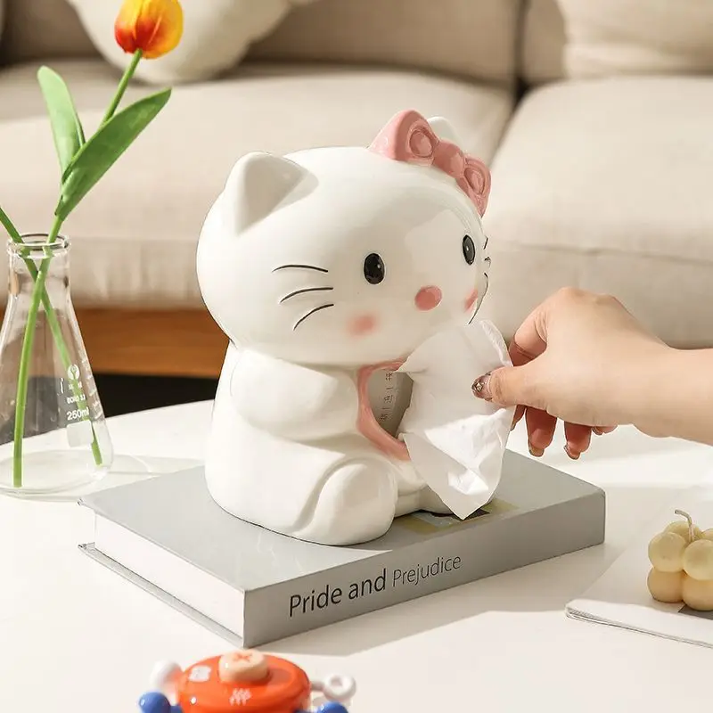 

Hello Kitty Anime Kawaii Sanrio Ins Fashion Tissue Storage Box Cute Creative Napkin Paper Box Desktop Decoration Gifts Toys