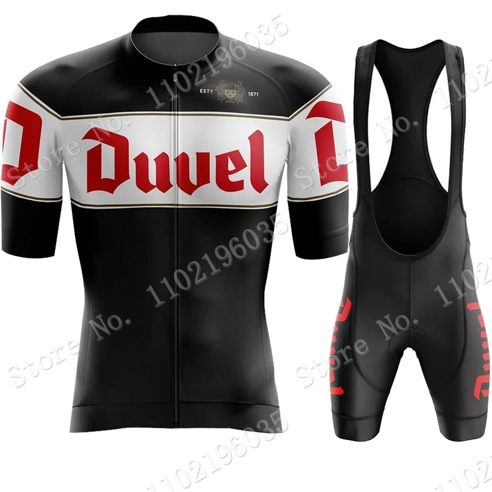 Duvel Cycling Jersey 2023 Set Retro Belgium Cycling Black Clothing Belgium Beer Road Bike Suit Bib Shorts Maillot MTB Ropa