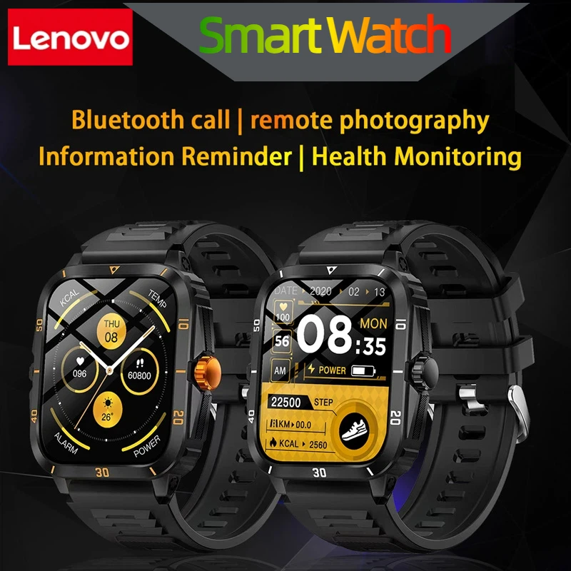 

Умные часы Lenovo для мужчин и женщин, 1,5-дюймовый HD-экран 360*360, аккумулятор 330 мАч, часы с функцией измерения пульса, мониторинга сна и здоровья, Bluetooth-часы для мужчин