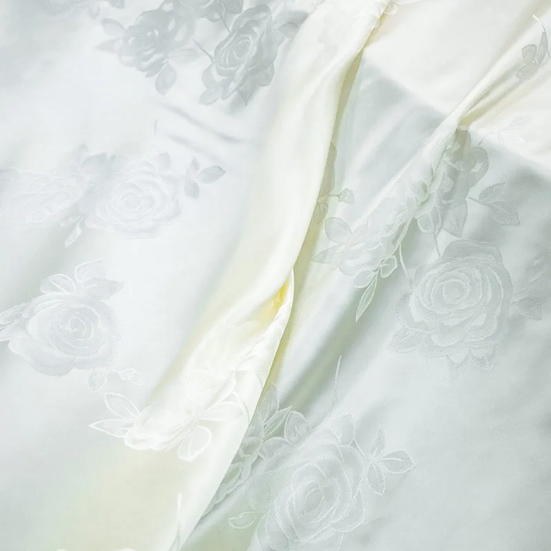 Silk rose hollowed-out jacquard satin fabric for new Chinese-style cheongsam and half skirt clothing design