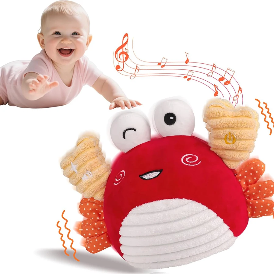 Baby Toys 0-6 Months – Crawling Dancing Bouncing Musical Learning Plush Crab Baby Crawling Musical Interactive Toys for Baby