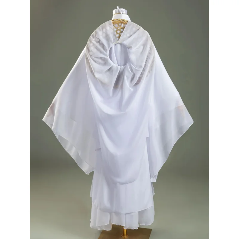 Tian Guan Ci Fu Xie Lian-pelucas de disfraz, sombrero de bambú, traje blanco HanFu, tela de Halloween, sombrero de bendición oficial del cielo
