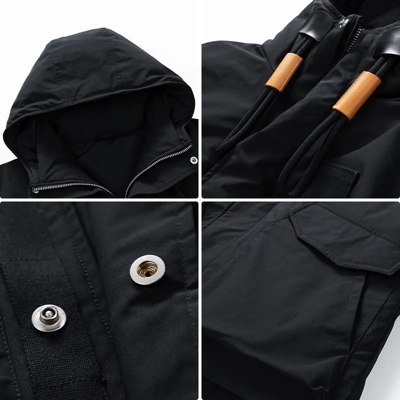 236 Japan Style Outdoor Hooded Men\'s Coat Vintage Solid Color Windproof Casual Fashion Loose Simple Warm Zipper Male Windbreaker