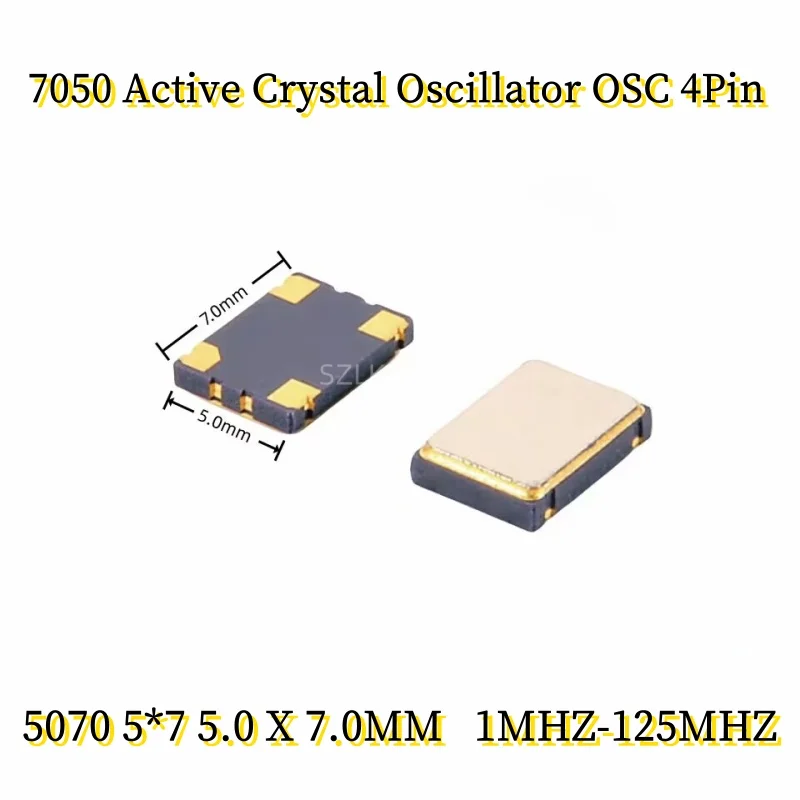 10PCS/LOT SMD 7050 Active Crystal Oscillator OSC 4Pin 1MHZ 2MHZ 4MHZ 5MHZ 6MHZ 8MHZ 12MHZ 16MHZ 20MHZ 24MHZ 5070 5*7 5.0X7.0MM