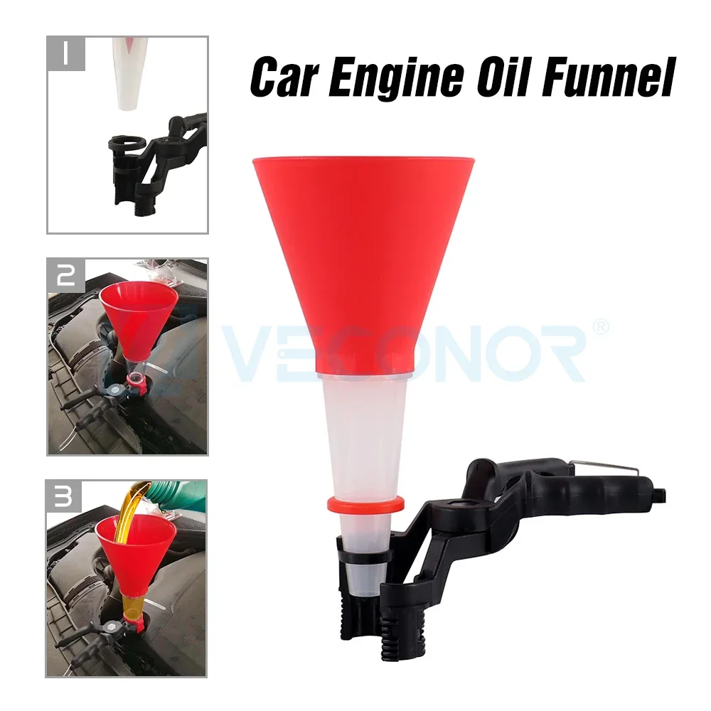 Engine Oil Filling Set Universal Oil Funnel with Adjustable Width Holding Clamp Multifunctional Pour Oil Tool for Car Repairing