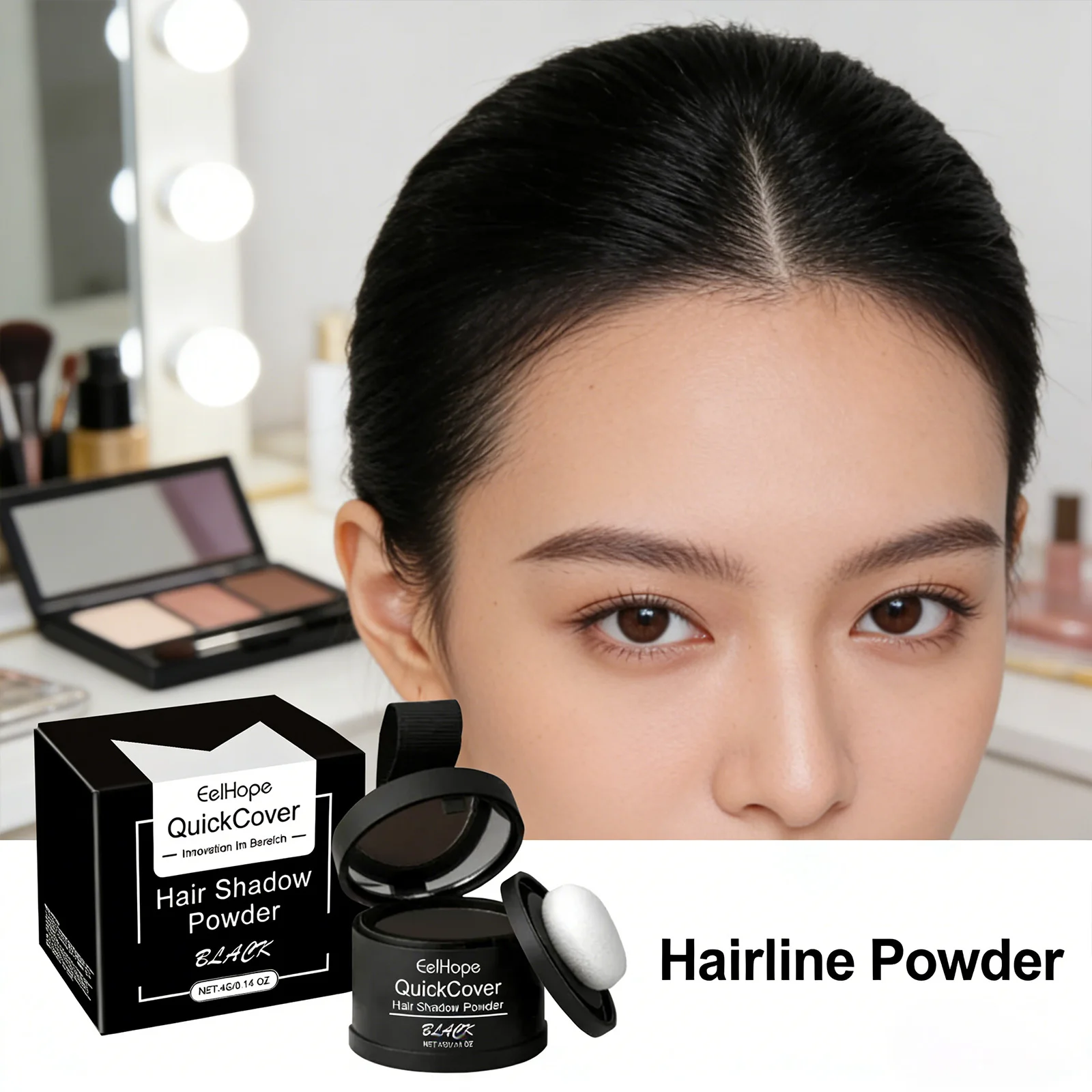 

Black Hairline Powder Instant Cover Hair Root Long Lasting Waterproof Sweat Proof Natural Fit Waterproof Lightweight Nature