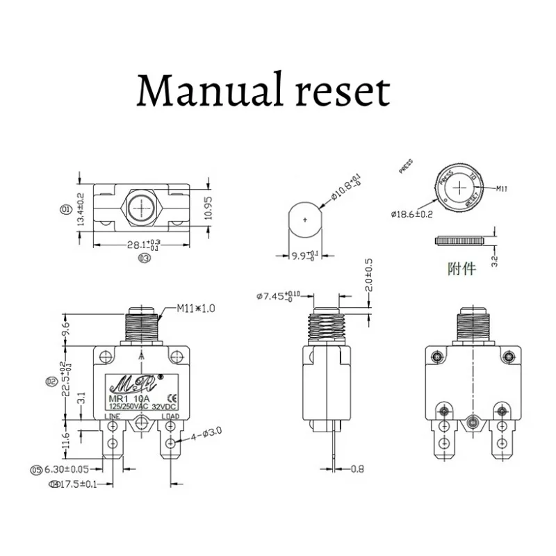 2pcs Overload Overcurrent Protector Switch Reset Device Circuit Breaker 3A 4A 5A 6A 7A 8A 10A 15A 20A 25A30A Waterproof Cover