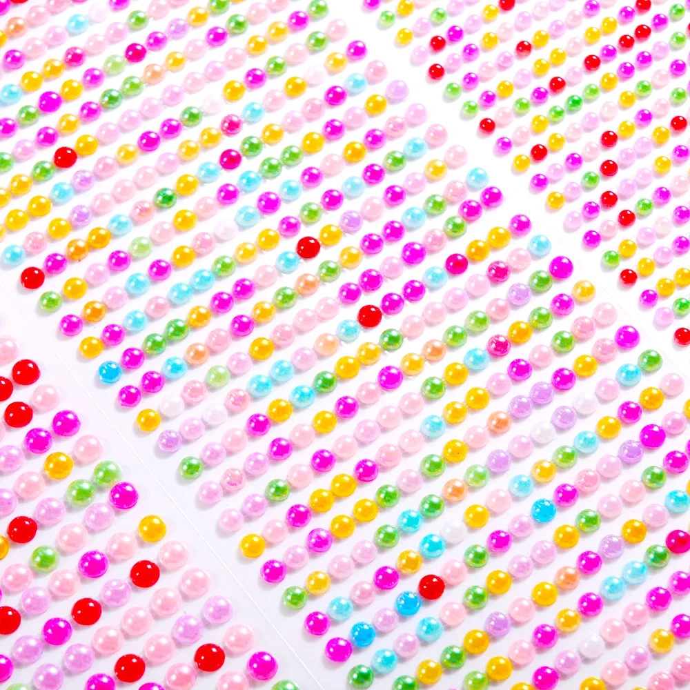 Pearl Sticker 3mm/4mm/5mm/6mm White/Beige/Color Pearl Sticker Decor Rhinestones DIY Charm Clothes Nails Home Accessories
