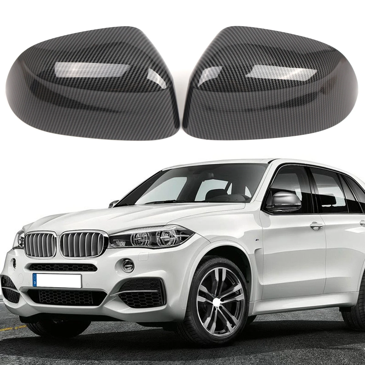 

Чехлы на автомобильные зеркала заднего вида для BMW X5 F15 X6 F16 2014-2018, пара чехлов на боковые зеркала из АБС-пластика с карбоновым эффектом, чехлы
