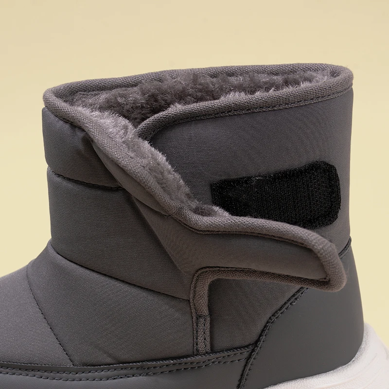 Winter New Waterproof Fabric Big Kids Fleece Snow Boots Children Warm Chunky Sole Casual Plush Boots EKF75