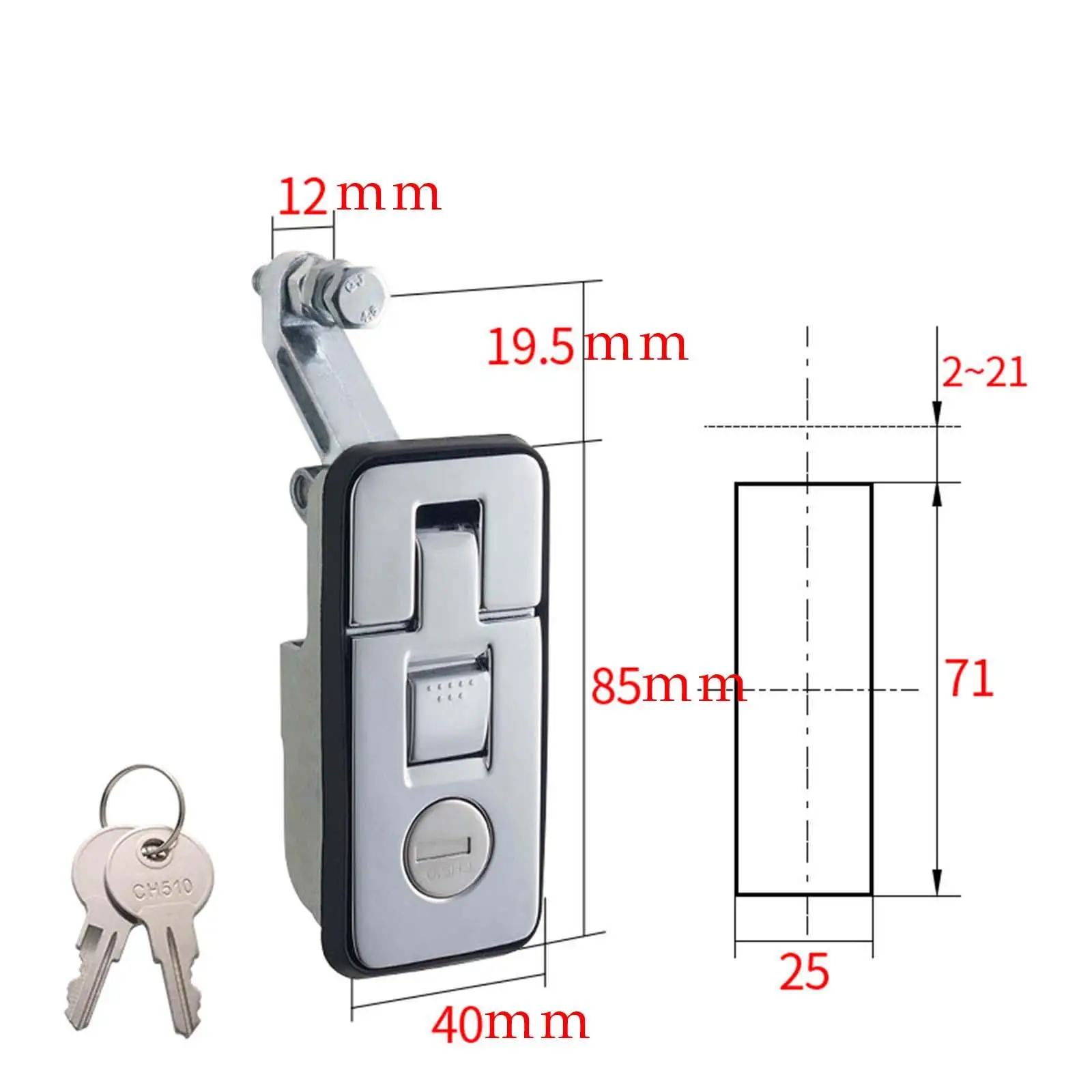 

Compression Latch Lock Adjustable Lever with 2 Key Flush Lever Latch Flush Mount Trigger Latch for Mailbox Tool Box Trailer