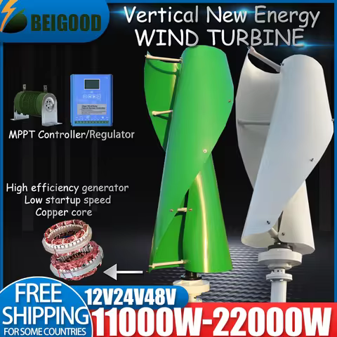 22KW With Hybrid OFF Grid System 11000W 15000W 12V 24V 48V Off Grid Renewable Energy System Vertical Axis Wind Energy Turbine