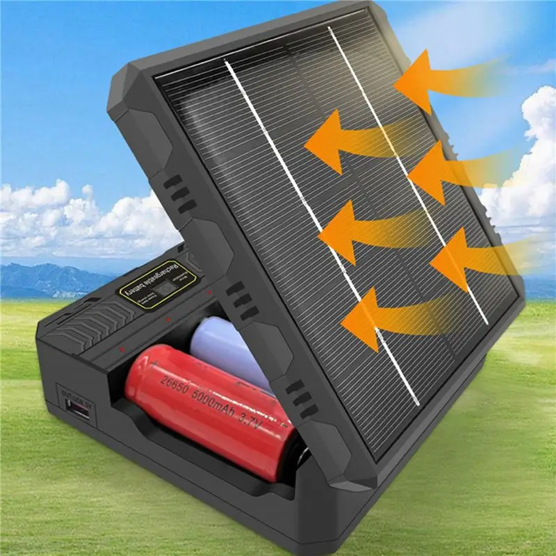 2X 18650 Solar Lithium Battery Smart Type-C Four-Slot Multi-Function Outdoor