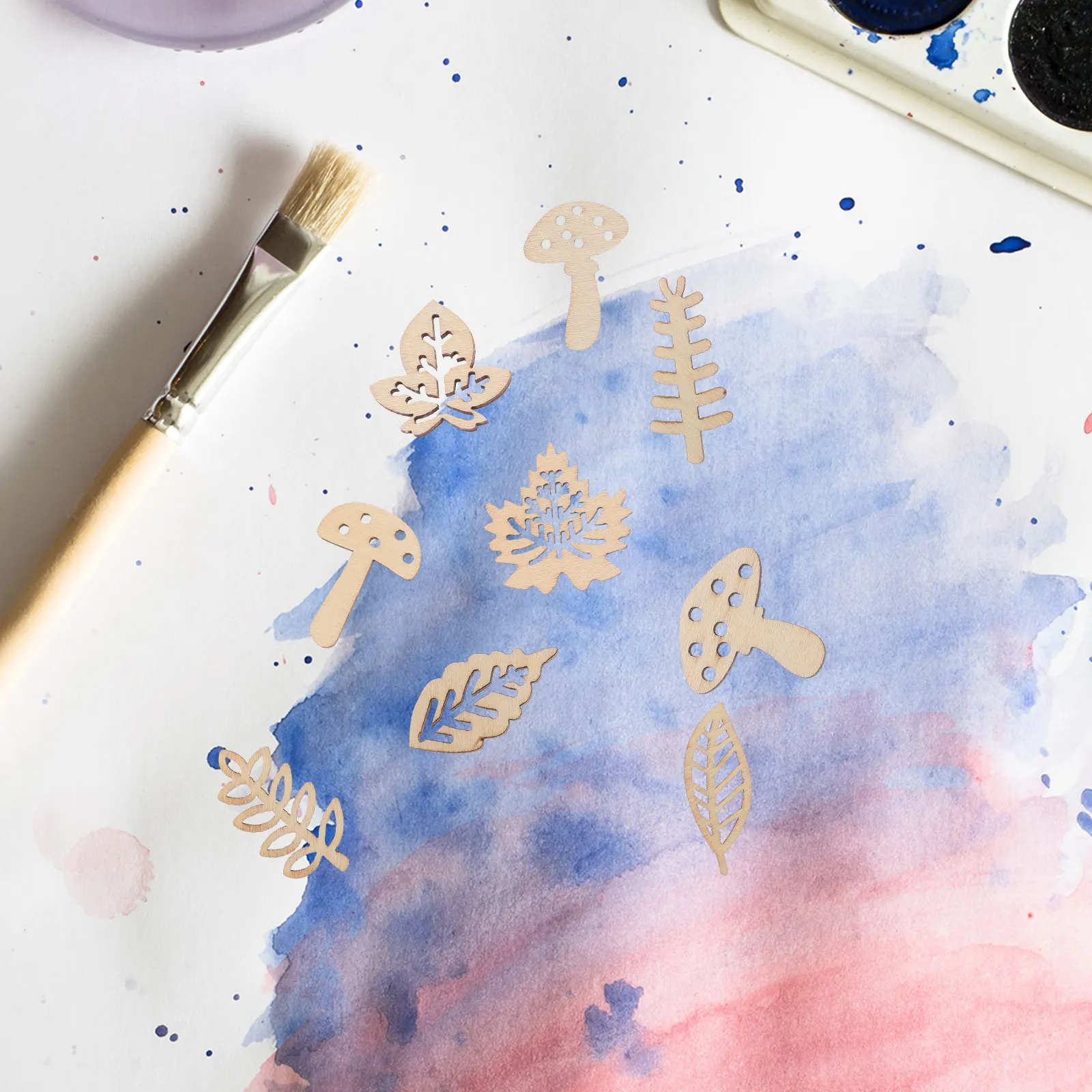 

1Set Plant Shape Wooden Slices Natural Wood Craft Unfinished Wood Pieces for DIY Wedding Holiday Decorations Wooden DIY