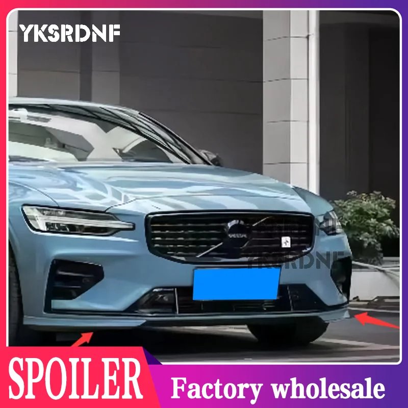 

For Volvo NEW S60 V60 GLOSSY BLACK/ UNPAINTED/ CARBON COLOR Car Styling Front Bumper Lip Trunk Spoiler Protector 2Pcs 2021-2025