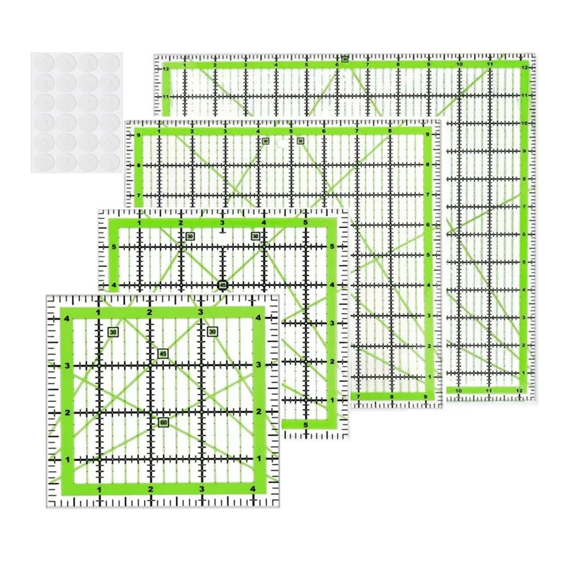 

ABJO-4 шт. линейка для квилтинга, квадратная акриловая линейка для квилтинга, линейка для резки ткани, акриловая линейка с прозрачной маркой и гладильная линейка