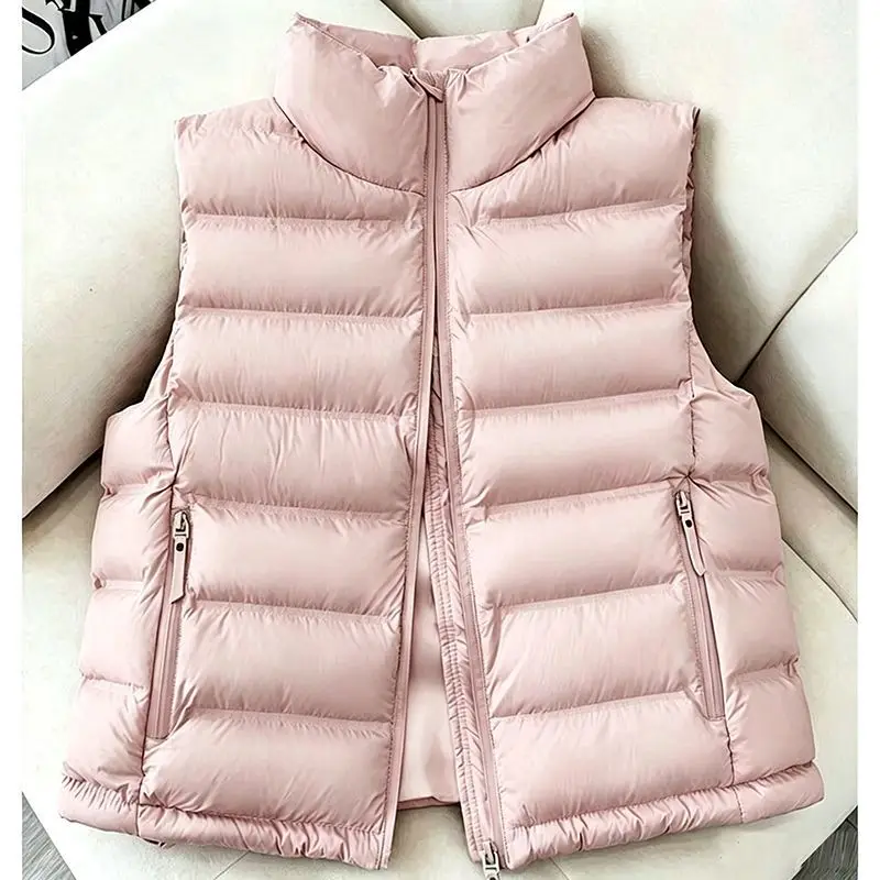 Stylish and Comfortable Autumn Winter Loose and Simple Down Cotton Ribs Vest Women's Short Casual Versatile Korean Version Vest